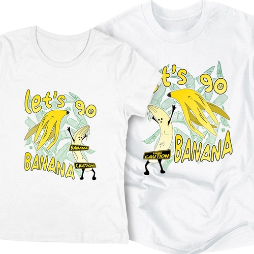 Let's go banana - páros póló szett (Fehér)