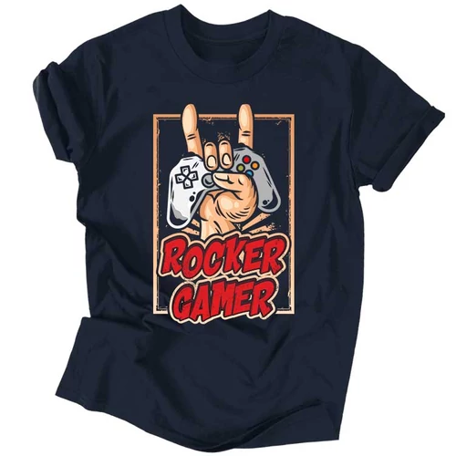 Rocker gamer férfi póló (Sötétkék)