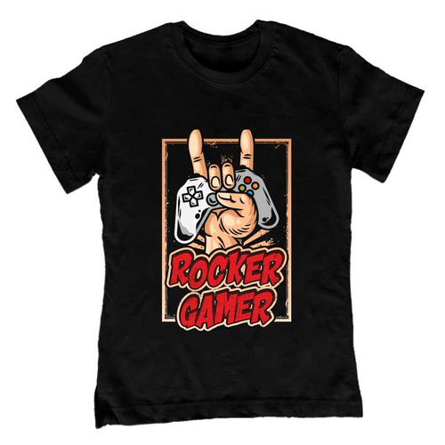 Rocker gamer gyerek póló (Fekete)