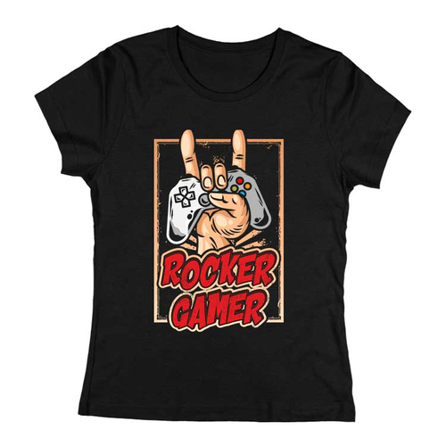 Rocker gamer női póló (Fekete)