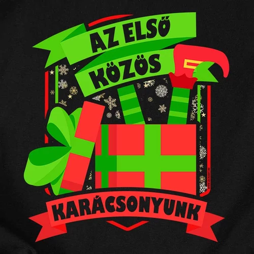 Az első közös karácsony gyerek póló (B_Fekete)