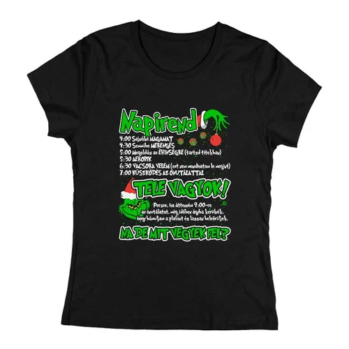 Grinch Napirend női póló (Fekete)