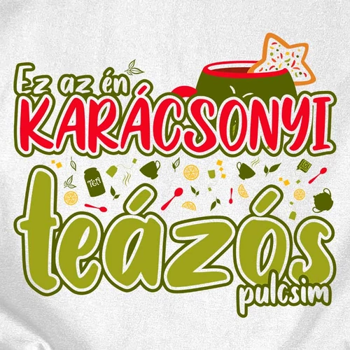 Karácsonyi teázós pulóver (B_fehér)
