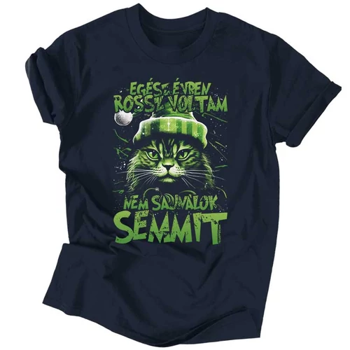 Nem sajnálok semmit (macska) férfi póló (Sötétkék)