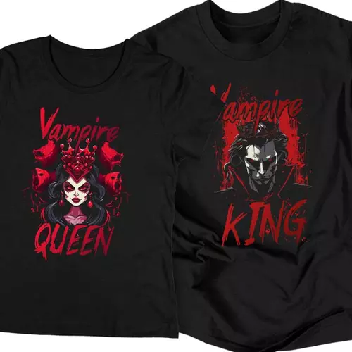 Vampire King-Queen páros póló (Fekete)