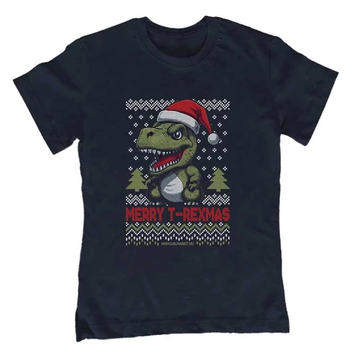 Merry T-Rexmas gyerek póló (Sötétkék)