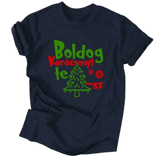 Boldog karácsonyt te ... férfi póló (Sötétkék)