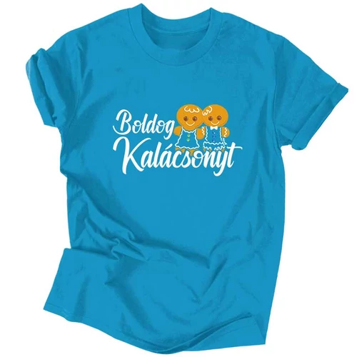 Boldog Kalácsonyt férfi póló (Türkiz)