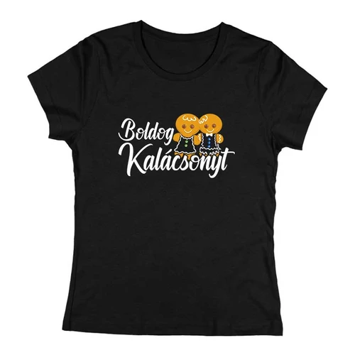 Boldog Kalácsonyt női póló (Fekete)