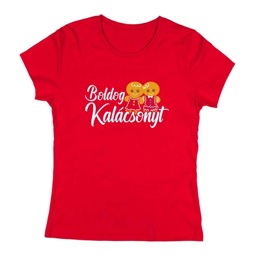 Boldog Kalácsonyt női póló (Piros)