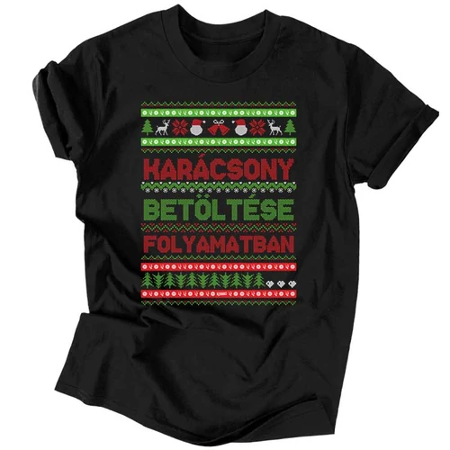 Karácsony betöltése folyamatban férfi póló (Fekete)