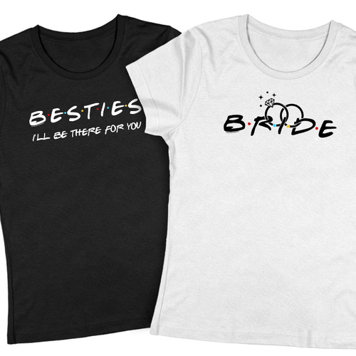 Friends - Lánybúcsú póló szett (Fekete és Fehér)