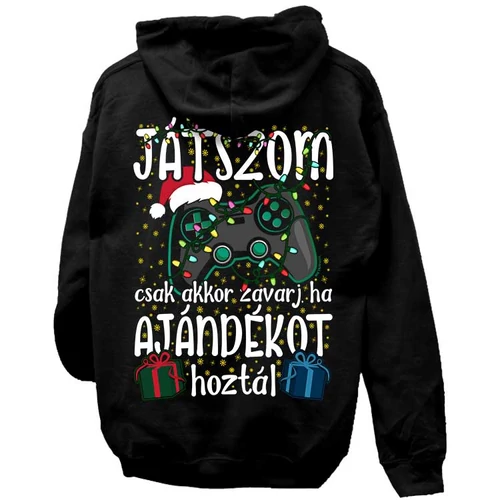Csak akkor zavarj kapucnis pulóver (Fekete)
