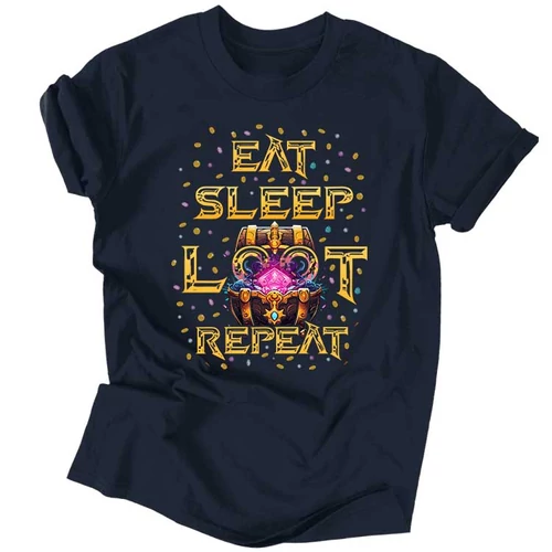 Eat Sleep Loot Repeat férfi póló (Sötétkék)
