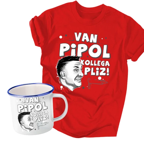 Áj ném is férfi póló + Fémbögre szett (Piros)