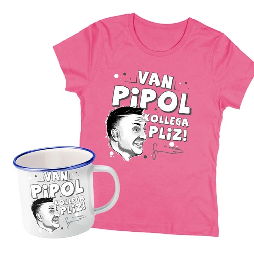 Kolega pliz női póló + Fémbögre szett (Rózsaszín)