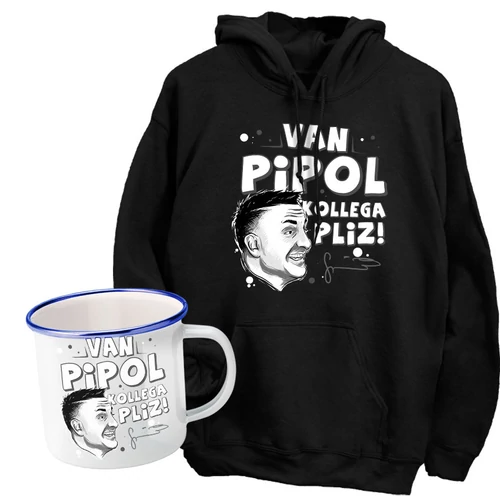Kolega pliz kapucnis pulóver + Fémbögre szett