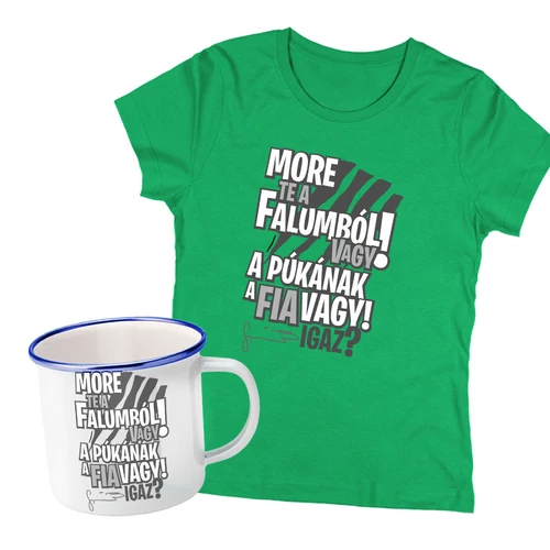 More női póló + Fémbögre szett (Zöld)