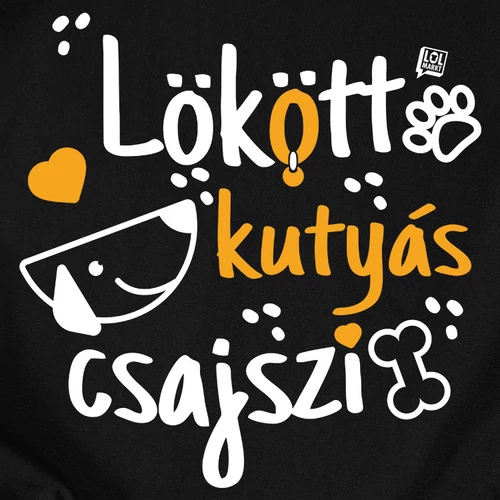 Lökött kutyás csajszi női póló (B_Fekete)