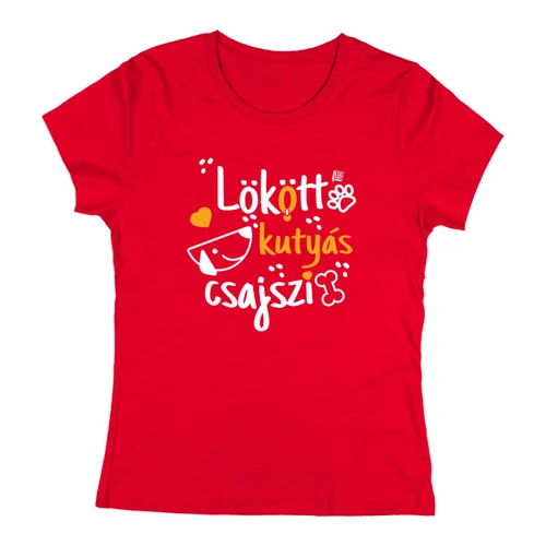 Lökött kutyás csajszi női póló (Piros)