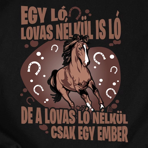 Ló és lovas férfi póló (B_fekete)