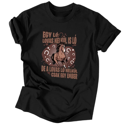 Ló és lovas férfi póló (Fekete)