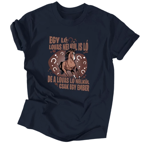 Ló és lovas férfi póló (Sötétkék)