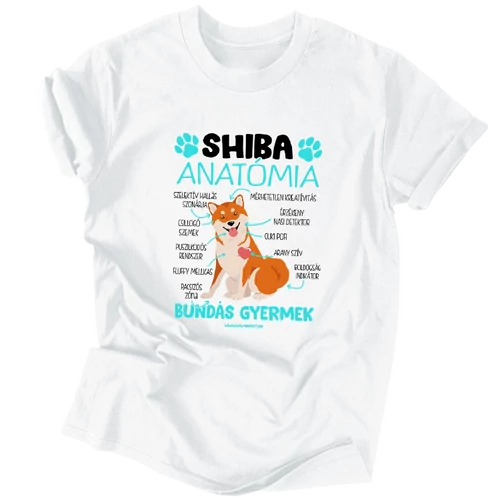 Shiba anatómia férfi póló (Fehér)