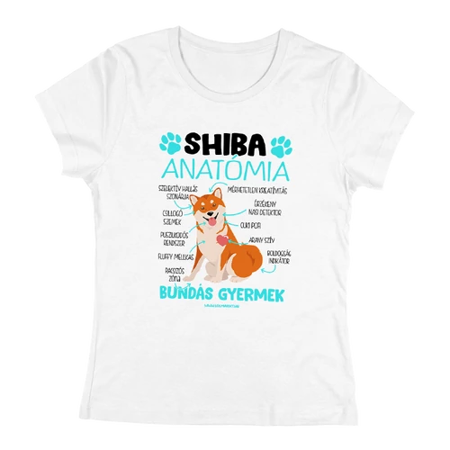 Shiba anatómiai női póló (Fehér)