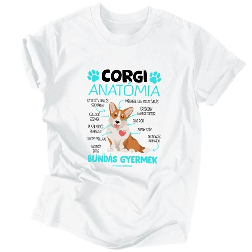 Corgi anatómia férfi póló (Fehér)