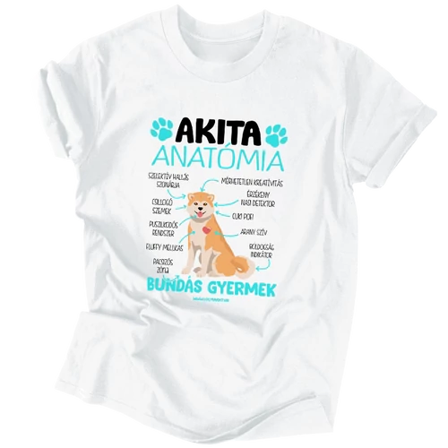Akita anatómia férfi póló (Fehér)