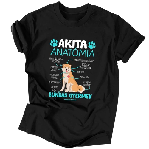 Akita anatómia férfi póló (Fekete)