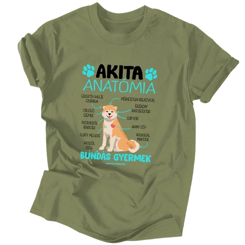 Akita anatómia férfi póló (Khaki )