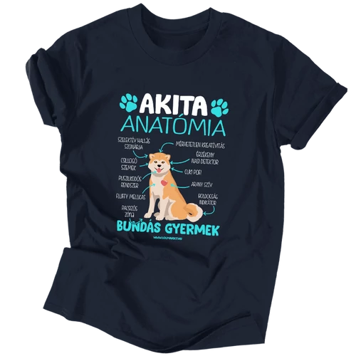 Akita anatómia férfi póló (Sötétkék)