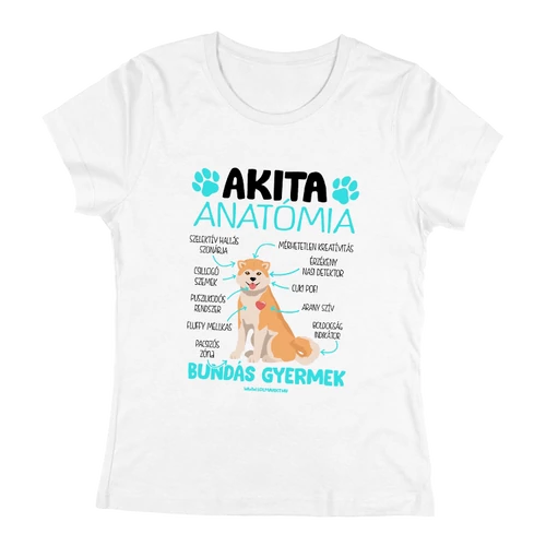 Akita anatómia női póló (Sötétkék)