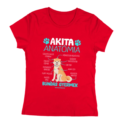 Akita anatómia női póló (Piros)