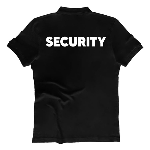 Rendezvényre Security feliratos férfi galléros póló (Fekete)