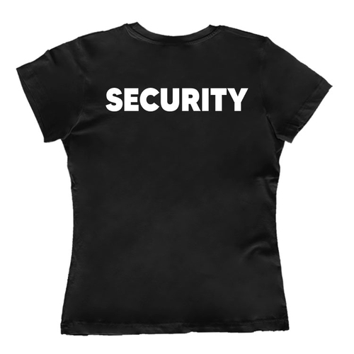 Rendezvényre Security feliratos női póló (Fekete)
