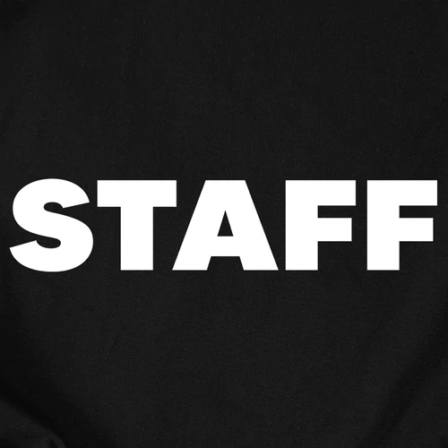 Rendezvényre Staff feliratos női galléros póló (B_Fekete)