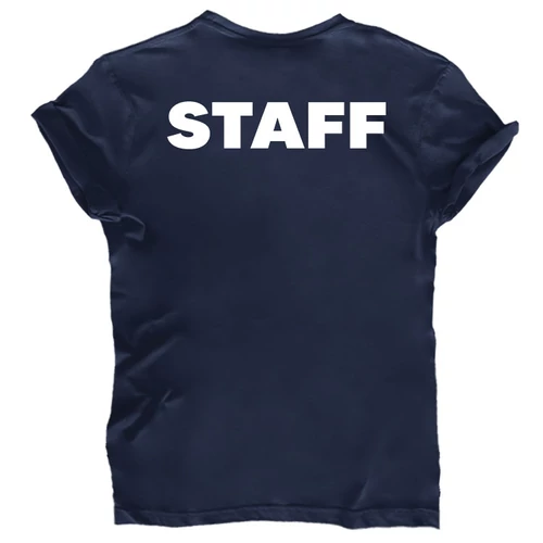 Rendezvényre Staff feliratos férfi póló (Sötétkék)