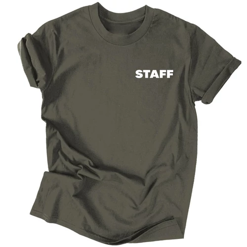 Rendezvényre Staff feliratos férfi póló (Grafit)