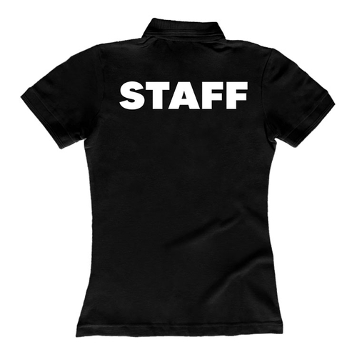 Rendezvényre Staff feliratos női galléros póló (Fekete)