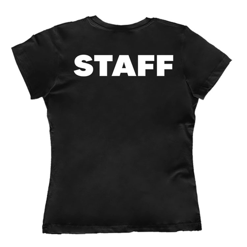 Rendezvényre Staff feliratos női póló (Fekete)