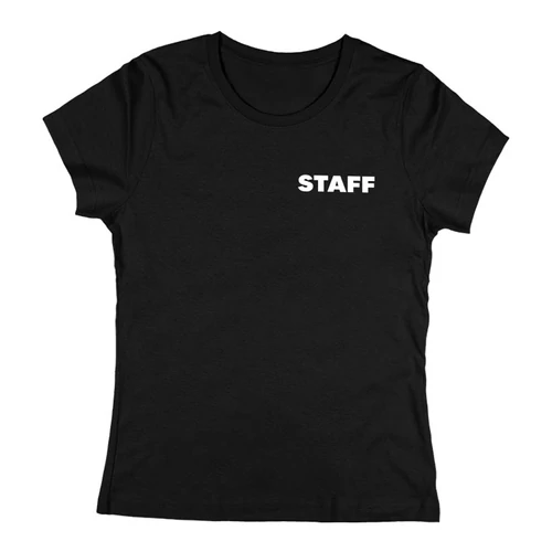 Rendezvényre Staff feliratos női póló (Fekete)