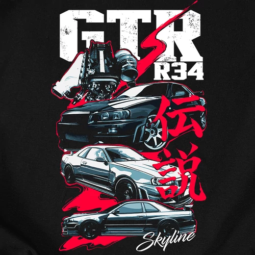 A LEGENDA - GTR R34 - kapucnis pulóver előnézeti kép