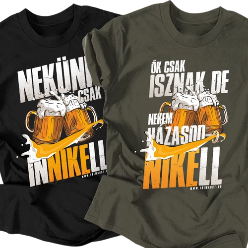 Nekünk inni kell, neki házasodni! férfi póló szett (Fekete-Grafit)