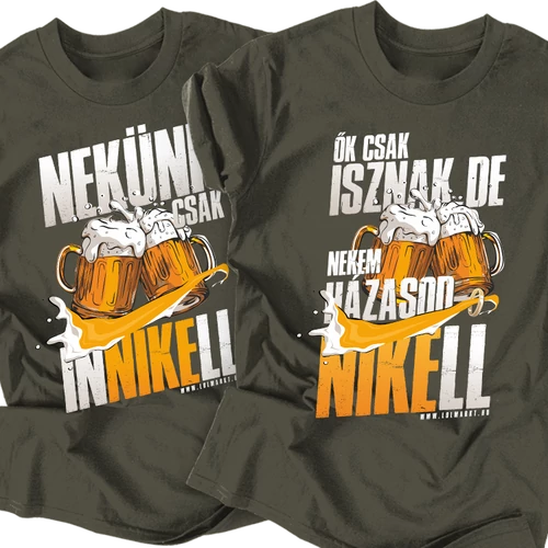 Nekünk inni kell, neki házasodni! férfi póló szett  (Grafit)