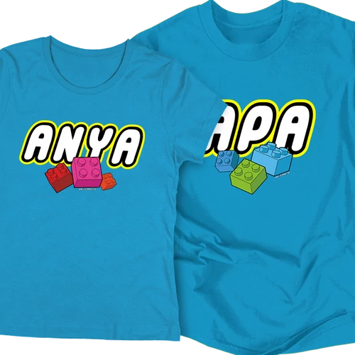 ANYA - APA lego páros póló szett (türkiz)