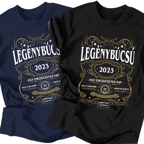 Legénybúcsú - Whiskey póló szett (RD) (Sötétkék-Fekete)