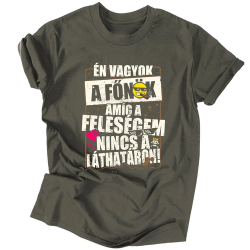 Én vagyok a főnök férfi póló (Grafit)